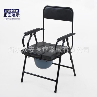 黑座便椅折叠老人坐便椅可移动马桶孕妇老人