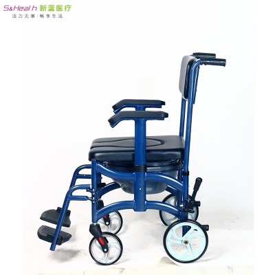 厂家直销 新蓝医疗 SH730多功能铝质座便轮椅图4