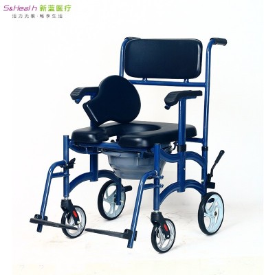 厂家直销 新蓝医疗 SH730多功能铝质座便轮椅图2