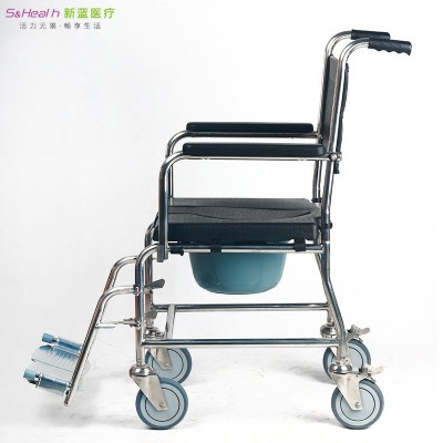 厂家直销 新蓝医疗 SH679S豪华型不锈钢座便轮椅图4