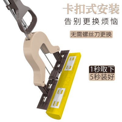 对折式平板挤水海绵胶棉拖把懒人夹拖免手洗吸水拖把卫生间胶棉头图4