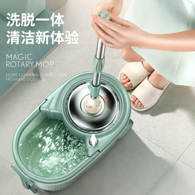 拖把免手洗拖地神器旋转家用杆干湿两用通用轮子托把一拖拖布桶净图2