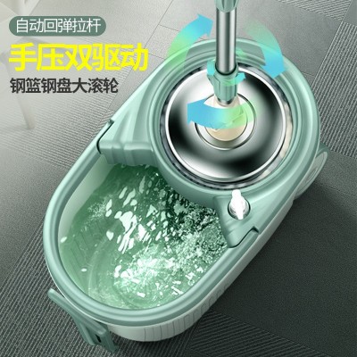 拖把免手洗拖地神器旋转家用杆干湿两用通用轮子托把一拖拖布桶净图4