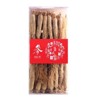 产地货源当季长白山人参 吉林特产全须白参生晒参盒装250g批发图5