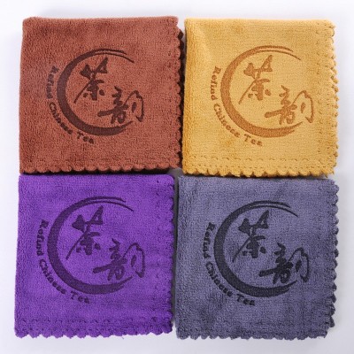 批发茶巾家用复古加厚清洁柔软吸水茶布方巾超细纤维茶巾印字logo图2