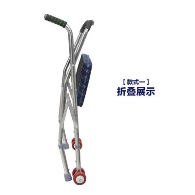 助行器可折叠不锈钢带轮子座椅子学走路训练器老人手推车图5