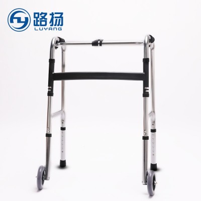 佛山铝合金带轮助行器手架四脚助行器可折叠带轮老人助行器