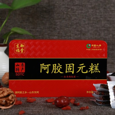 山东特产阿胶膏 东阿即食阿胶固元糕 驴皮阿胶500克铁盒装 阿胶糕图3