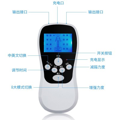 2021新款蓝屏双孔充电 数码经络按摩仪 颈椎腰椎脉冲按摩器 厂家图2