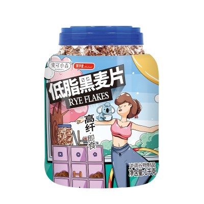 麦可小森黑燕麦片1000g罐装 即冲即食速溶营养早餐纯燕麦片冲饮品