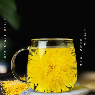 金丝皇菊茶一朵一杯黄菊花茶 大菊花茶礼盒定制干菊花茶批发现货