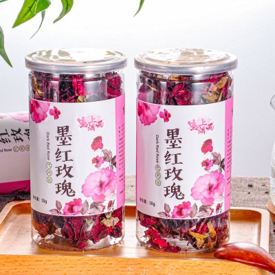 塞上烟雨 墨红玫瑰 厂家直销 玫瑰花茶 头水花烤干花冠 干花茶图2