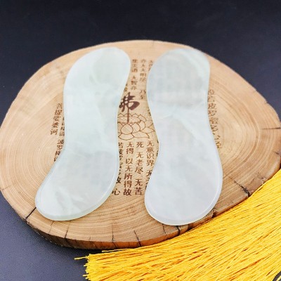 岫玉玉石刮痧板外贸新品批发面部脸部按摩S型色泽温润玉器工艺品图2