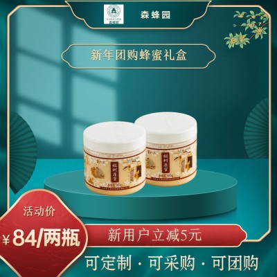 森蜂园椴树蜂蜜 长白山雪蜜农家结晶椴树原蜜蜂500g/瓶2瓶装蜂蜜