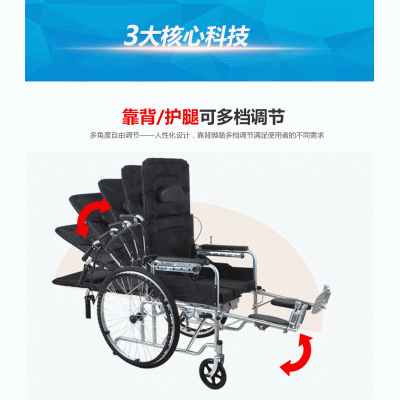 K40 全躺 半躺轮椅 手动折叠老人轻便轮椅车带坐便老年人代步车图4
