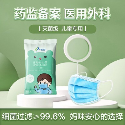 一次性儿童医用外科口罩三层熔喷布过滤医院防护灭菌男女学生口罩图2