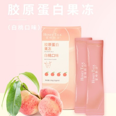 蜜蜂新语 鱼胶原蛋白肽酵素果冻 白桃味果汁型果冻