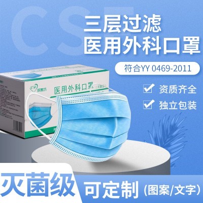 医用口罩独立包装三层防护含熔喷布盒装医用一次性口罩外科批发