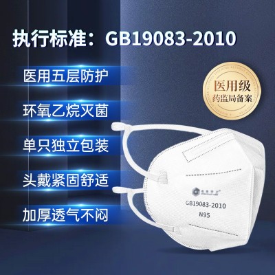 医用灭菌N95头戴式n95独立包装大人小孩3d一次性防护口罩 批发厂家图5