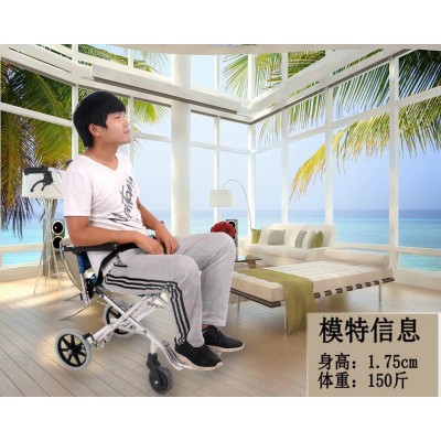 互康轮椅轻便简单铝合金旅行小折叠超轻老年小型老人儿童手推车图4