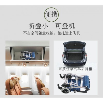 互康轮椅轻便简单铝合金旅行小折叠超轻老年小型老人儿童手推车图2