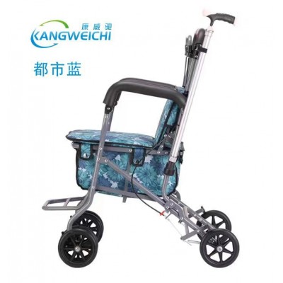 康威驰 便携老人代步折叠购物座椅可坐四轮买菜助步老人手推车图5