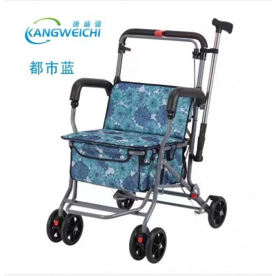 康威驰 便携老人代步折叠购物座椅可坐四轮买菜助步老人手推车