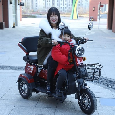 定制礼品电动三轮车老年休闲代步车三人座宝宝座椅接送孩子电瓶车