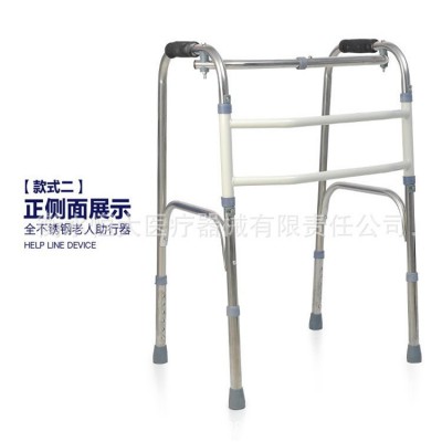 厂家直销老年人扭动不锈钢助行器助步器康复器材四脚可折叠助走器图4