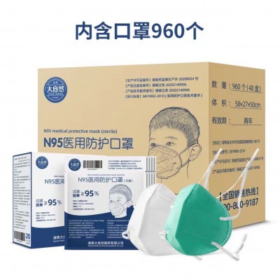 大自然医用防护口罩挂耳式头戴式白色绿色五层N95成人儿童口罩图3