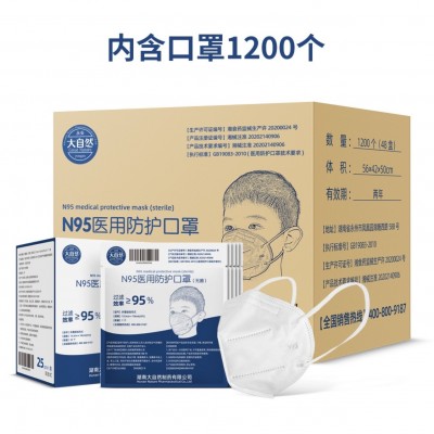 大自然医用防护口罩挂耳式头戴式白色绿色五层N95成人儿童口罩图4