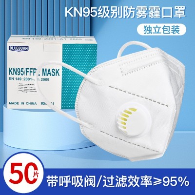 KN95口罩带呼吸阀一次性五层防护独立包装工业防粉尘厂家批发口罩图2