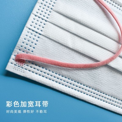 厂家批发一次性口罩白色彩色耳绳撞色耳带时尚个性成人口罩10片装图2