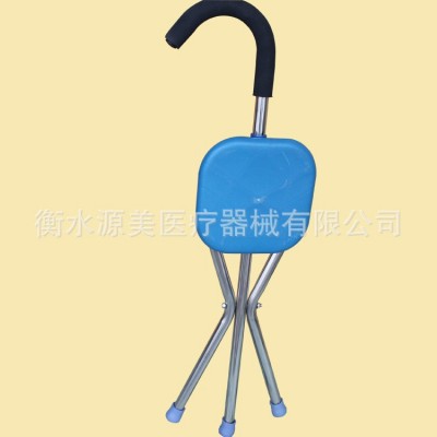 三脚手杖凳 铝合金三角板凳 可折叠带坐带凳拐杖老人助行器图2