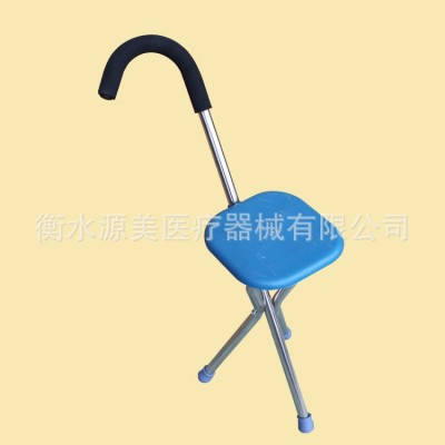 三脚手杖凳 铝合金三角板凳 可折叠带坐带凳拐杖老人助行器图3
