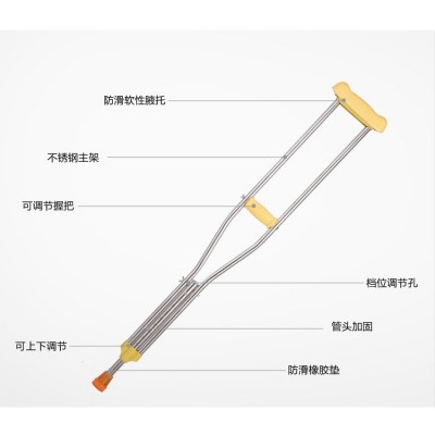 拐杖不锈钢腋下双拐防滑可伸缩拐棍轻便老人老年人残疾人助行拐扙图2