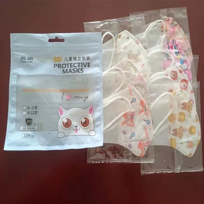 儿童3d立体口罩独立装包邮一次性三层防护宝宝小孩卡通印花批发图2