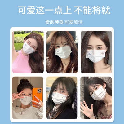医用外科口罩可爱高颜值一次性三层防护ins风格成人口罩独立包装图2