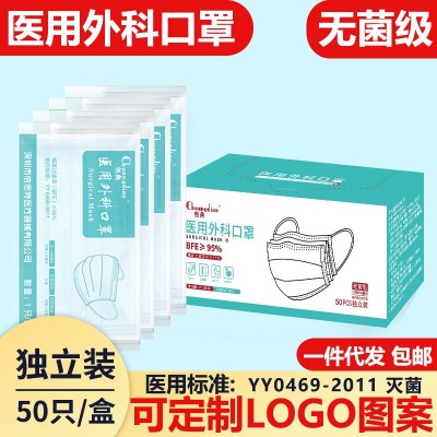 医用外科口罩独立包装盒装一次性医用口罩三层熔喷布冬款厚实批发图1
