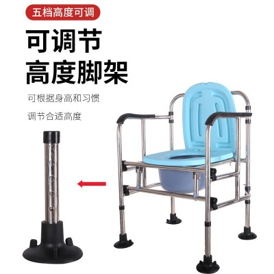 加厚可折叠老人坐便椅孕妇坐便椅高低调节残疾人移动马桶椅坐厕椅图4