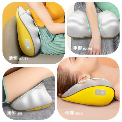 腰部按摩器批发 多功能车载电动加热按摩枕 办公家用头部腰部按摩图2