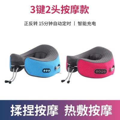 厂家直销c型按摩枕肩颈按摩仪器护颈睡眠枕揉捏加热震动U型按摩枕图2