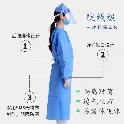 东海锦帆一次性医用隔离衣SMS中号反穿隔离衣无纺布独立包装批发图4