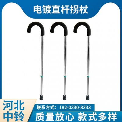 定制电镀款直杆拐杖 老人手杖海绵头雨伞柄 登山杖直杖塑花拐杖图3