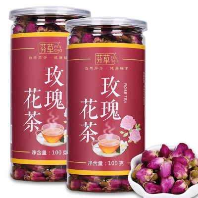 玫瑰花茶 重瓣红玫瑰山东平阴玫瑰批发食用玫瑰100g/罐一件代发