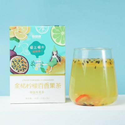 源头厂家金桔百香果茶冻干柠檬片蜂蜜网红水果茶青桔柑花果茶批发图4