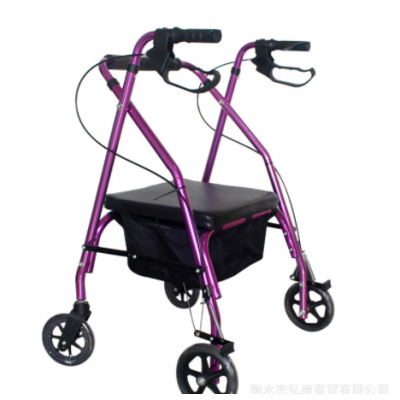 老人铝合金旅行 带轮带座坐助行器 四轮购物车老人买菜助行器推车图2