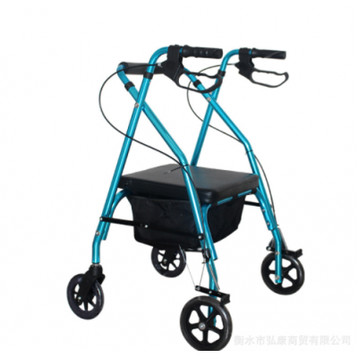 老人铝合金旅行 带轮带座坐助行器 四轮购物车老人买菜助行器推车图5