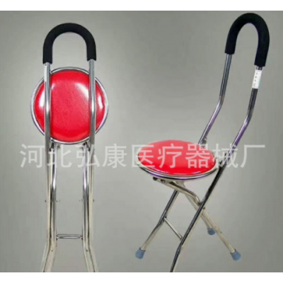 不锈钢四角手杖凳老年人折叠带四腿手杖凳手杖加厚四角手杖凳子图2