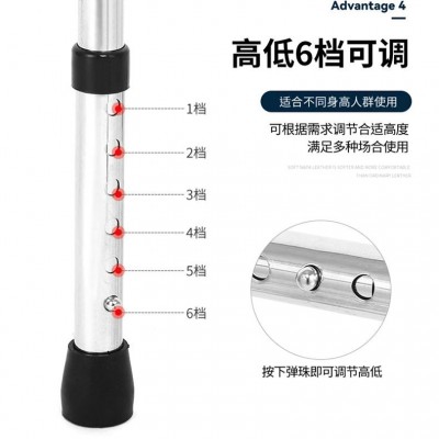 老人助行器可高低调节折叠老年人不锈钢四脚助行器学步器拐杖椅图3